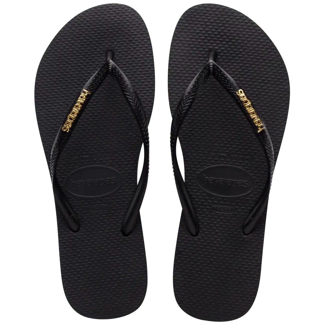 Women's Slim Logo Metallic Flip Flops